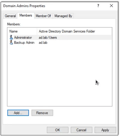 Adding User to Domain Admins