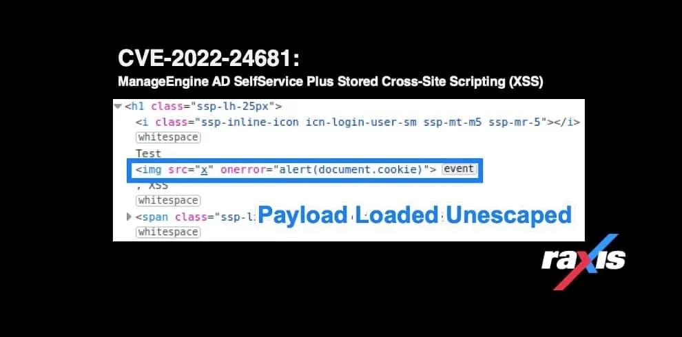 CVE-2022-24681: ManageEngine AD SelfService Plus Stored Cross-Site Scripting (XSS)