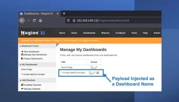 Nagios XI Stored Cross-Site Scripting (XSS): CVE-2021-38156