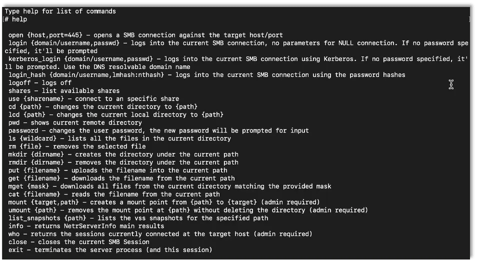 Commands that allow us to interact with the host now that we have access through netcat