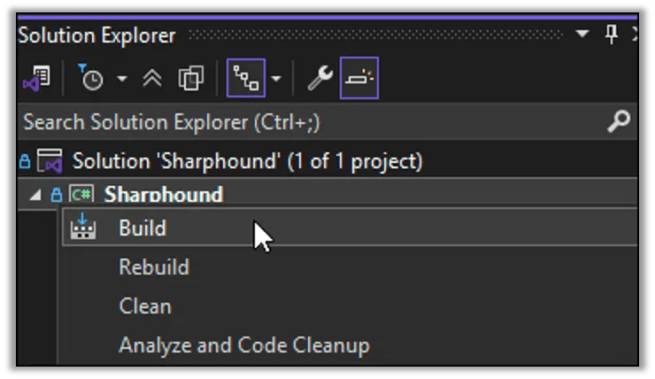Select Sharphound in Visual Studio