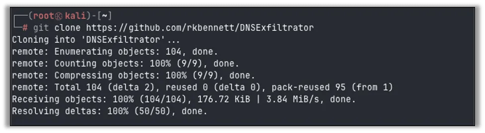 Downloading the DNSExfiltrator project from GitHub