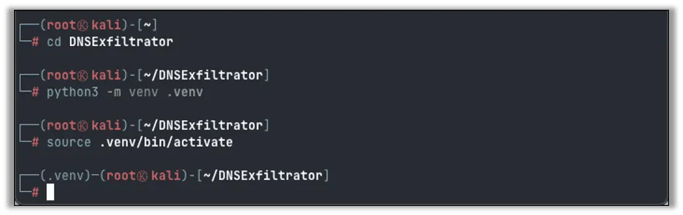 Creating and activating the new Python virtual environment