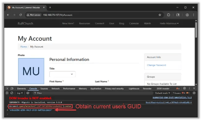 Obtain the Current user’s GUID using Developer Tools