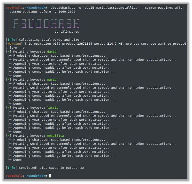Padding Several Names Using Psudohash