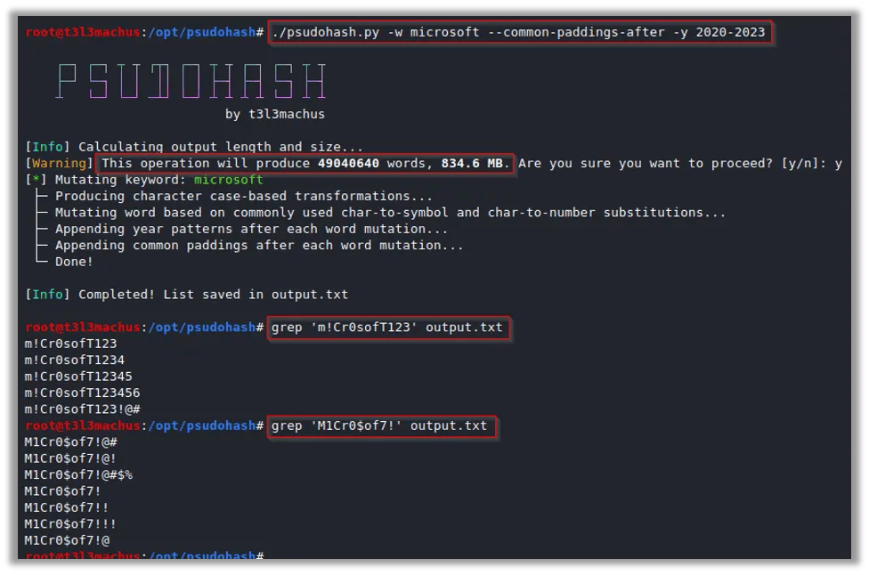 Using Psudohash to Create Common Company and Year Passwords