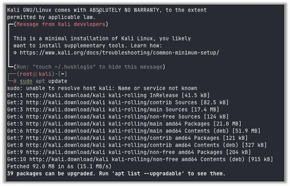 SSH into your instance and run updates