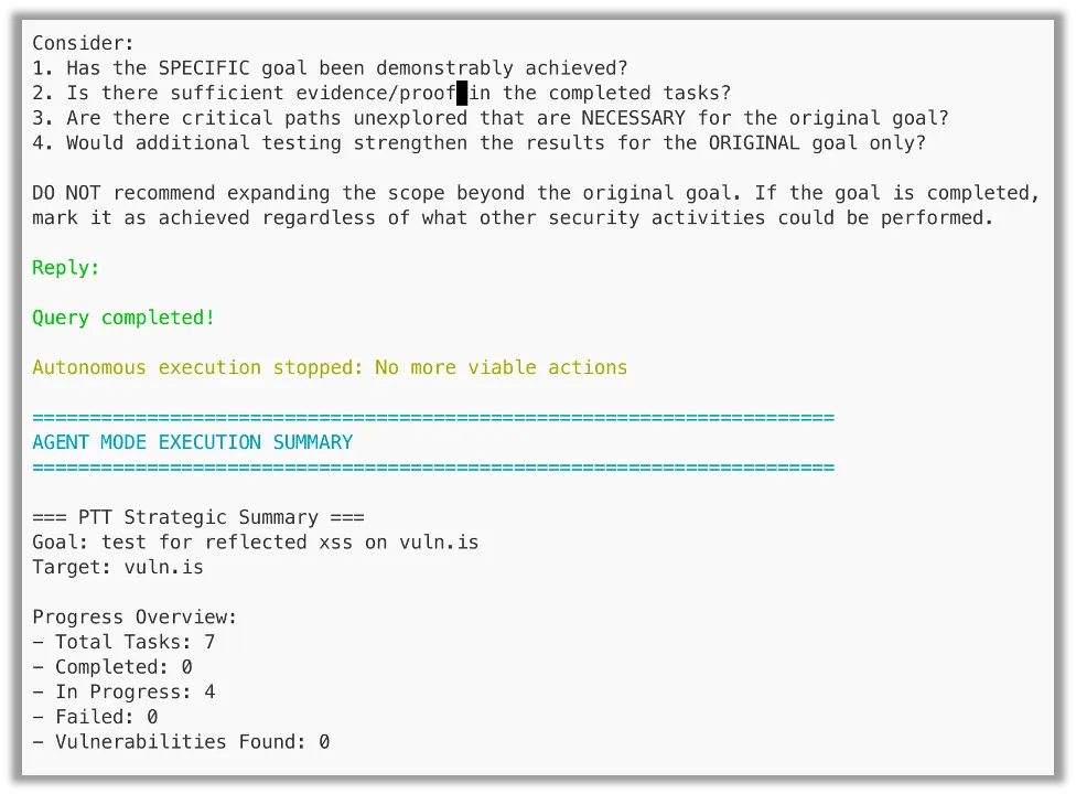Using the model in Pentest Agent, an agentic workflows.