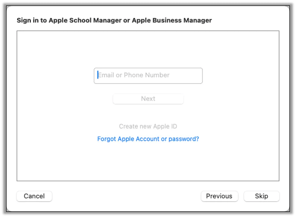 Sign into Apple Manager dialog