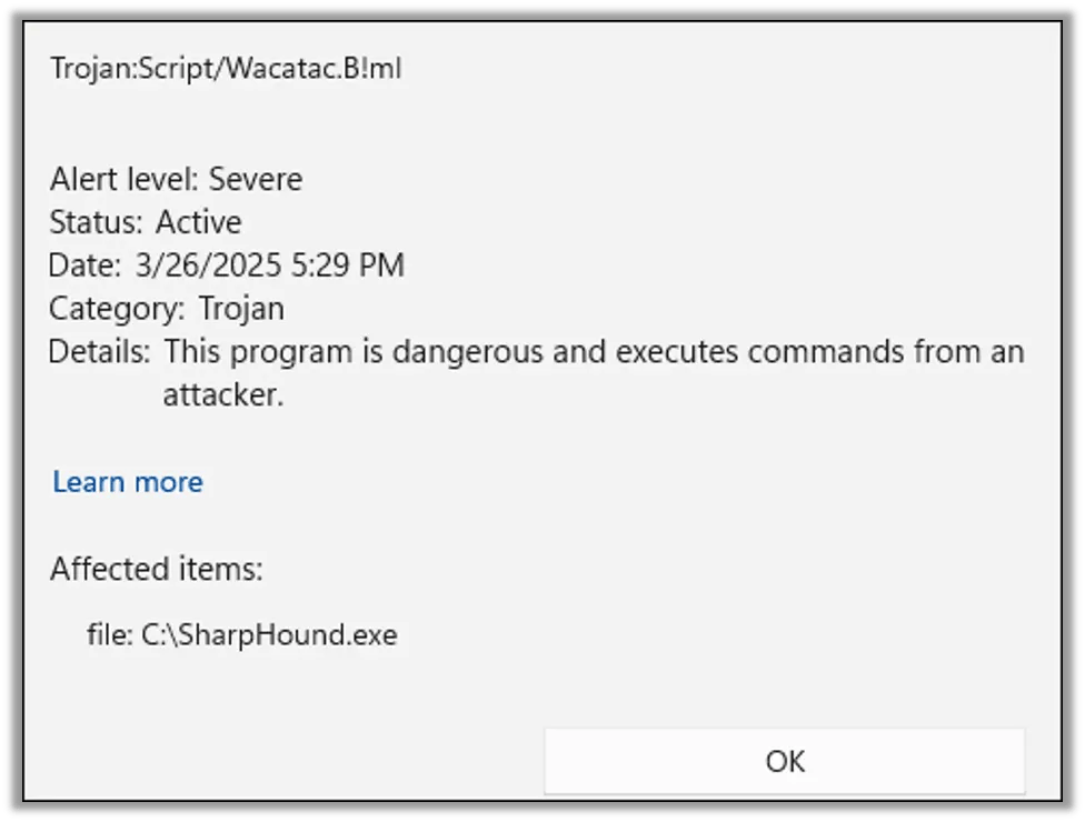 Defender Flagged the File as Malware