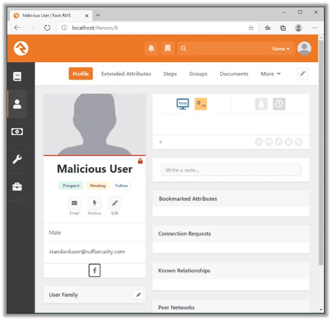 Visiting the Malicious Standard User's Profile Page as Admin Executes the Payload