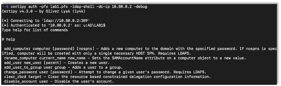 Accessing the LDAP shell with PFX certificate