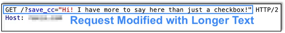 Request modified with longer text